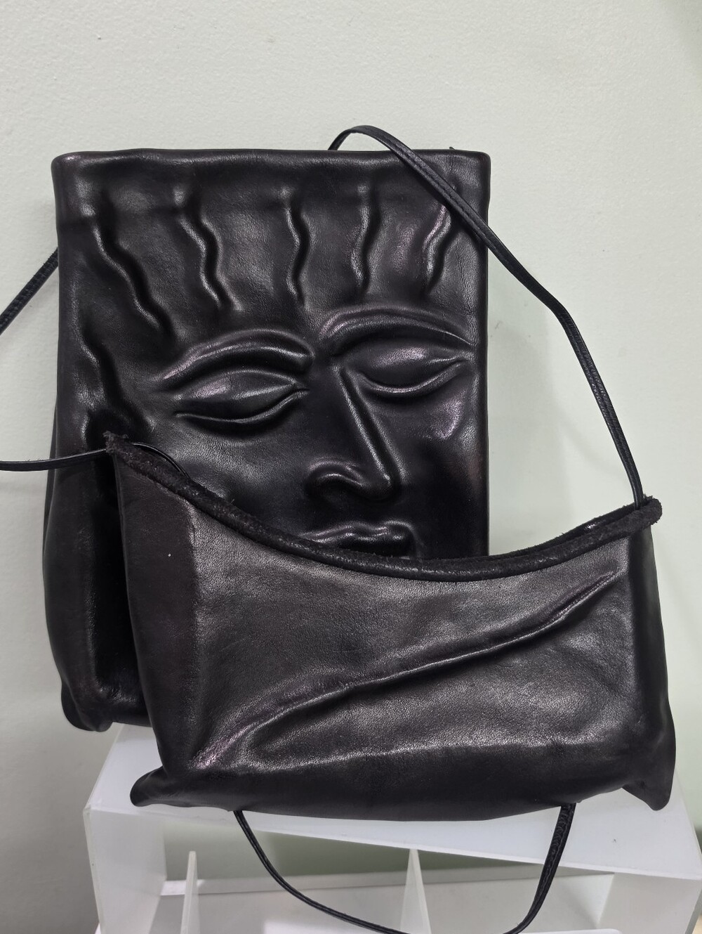 Deborah Einbender Sculpted Crossbody Bag DL Einbender Pursona Black Leather Bag